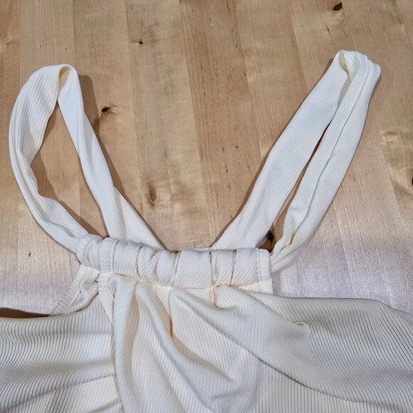 NWT Cider Women’s Tank Sz XL Crop Top Straps split breast butterfly pale yellow - Picture 3 of 6